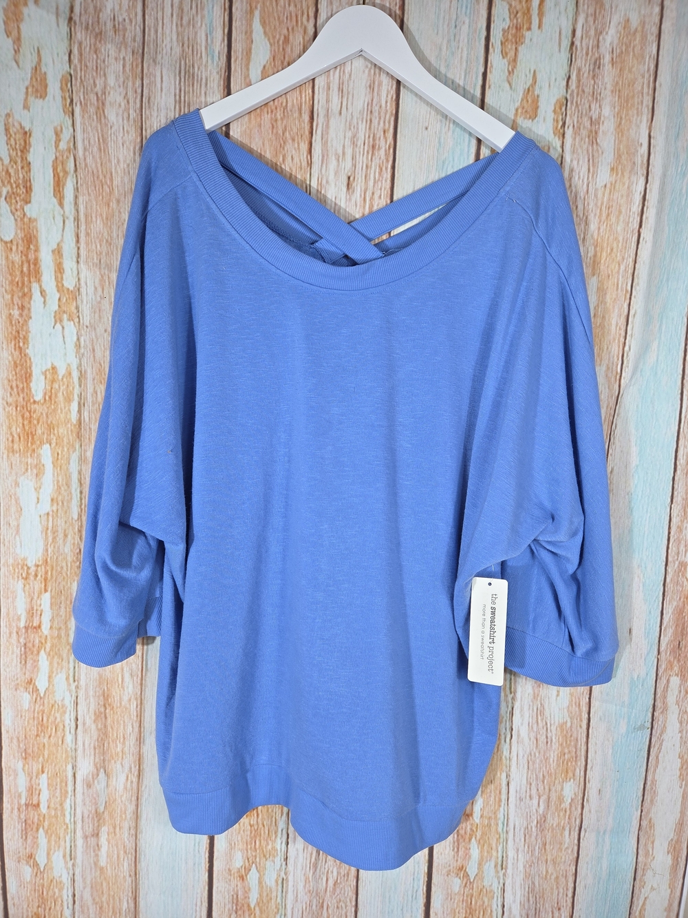 The Sweatshirt Project Relaxed Oversized Blue Women's Top w/back Strap. 3x